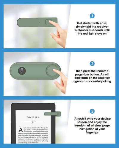 Girador De Páginas Con Control Remoto Para Kindle Paperwhite Verde