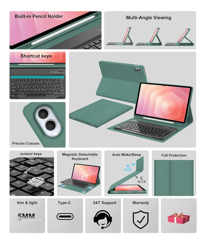 Funda Con Teclado Para Samsung Galaxy Tab S11 Ultra Verde