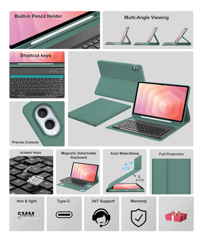 Funda Con Teclado Para Samsung Galaxy Tab S11 Ultra Verde