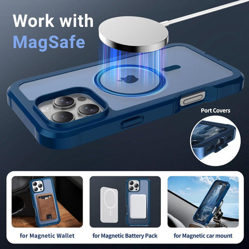 Funda Magnética Para iPhone 16 Pro Max Azul Oscuro