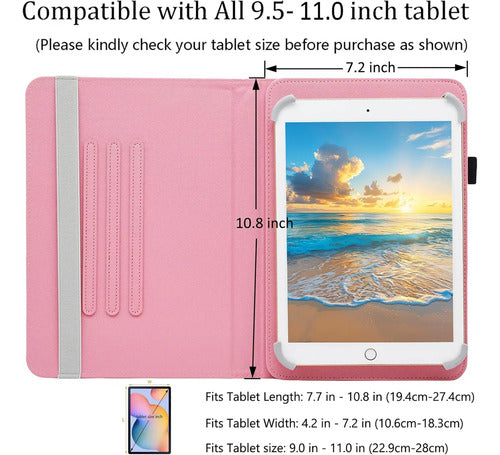 Funda Giratoria Universal Para Tablet 9.5-10.5 Pulgadas Arena Colorida