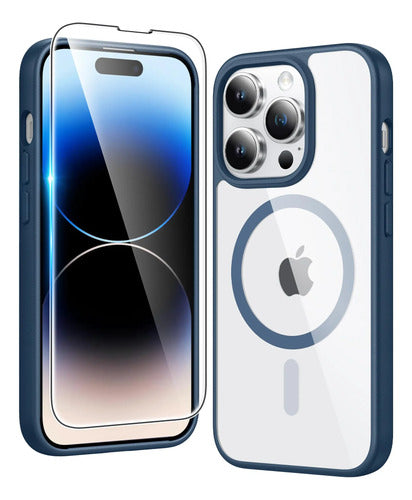 Funda Para iPhone 14 Pro Transparente Anti-amarilleo Azul
