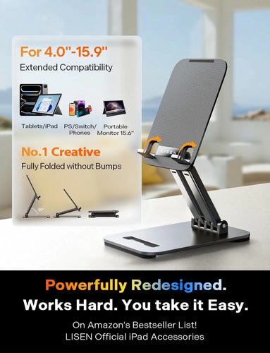 Soporte Ajustable Y Plegable Para Tablets Ipads Negro