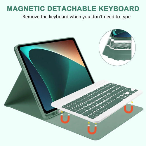 Funda Con Teclado Para iPad Air Y Pro Verde Oscuro