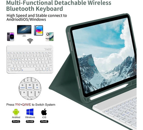 Funda Con Teclado iPad De 10a/11a Gen. 11/10.9 PuLG, A16 Verde Oscuro