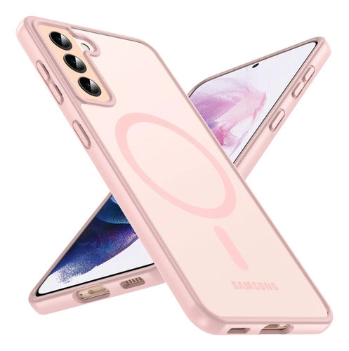 Funda Protectora Magnética Para Samsung Galaxy S21 Rosa Liso