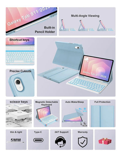 Funda Con Teclado Para Samsung Galaxy Tab S11 11' Azul
