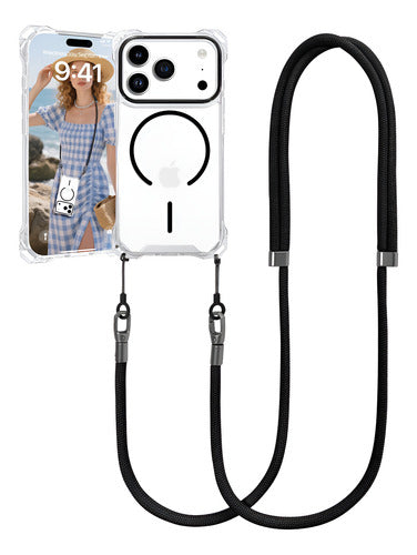 Funda Para iPhone 17 Pro Con Correa Ajustable Negro