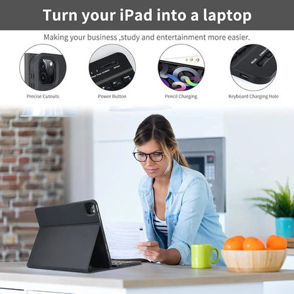 Funda Con Teclado Para iPad Air Y Pro De 11 Pulgadas Negro