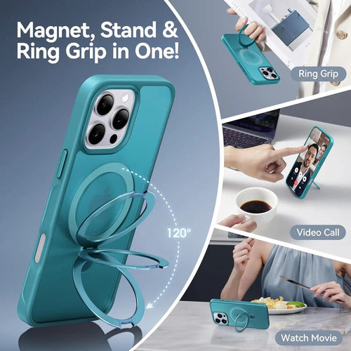 Funda Para iPhone 16 Pro Max Con Soporte Magnética. Turquesa