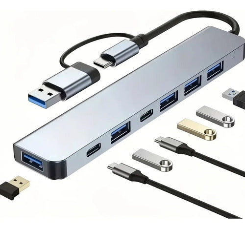 Usb C Hub 7 En 1 Gris Oscuro