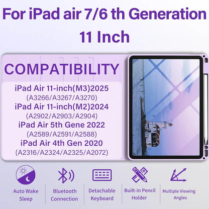 Funda Con Teclado Para iPad Air Gen 11 Lila