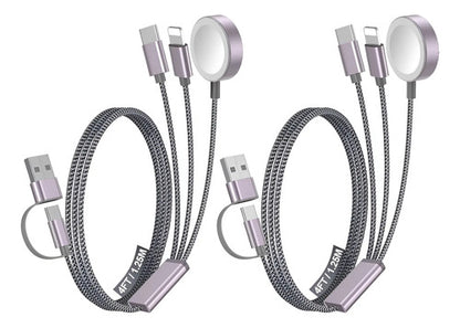Cable De Carga Rápida 3 En 2 Para Apple Watch, iPhone Etc Gris