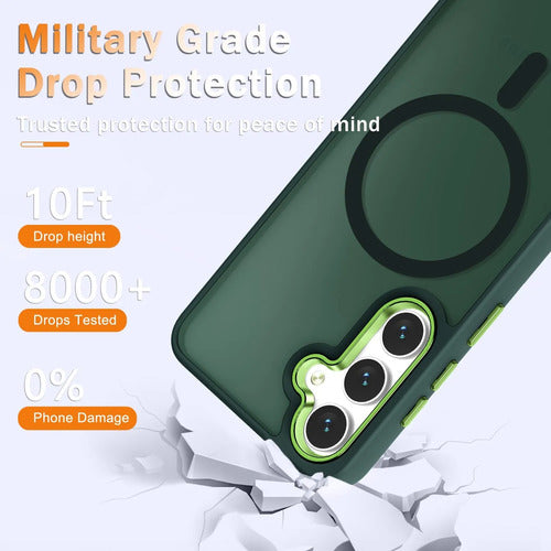 Funda Magnética Mate Para Samsung Galaxy S25+ Plus Verde Oscuro