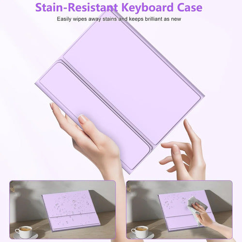 Funda Con Teclado Para iPad Air 11  Y Pro 11 Lila