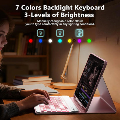 Funda Con Teclado Retroiluminado Para iPad Air Y Pro Rosa