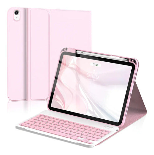 Funda Con Teclado Para iPad 11th 10th Gen Rosa Claro