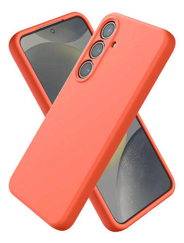 Funda De Silicona Líquida Para Samsung Galaxy S25 Naranja Lisa