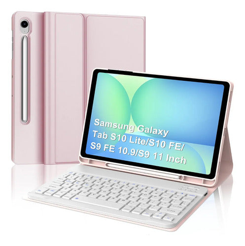 Funda Con Teclado Para Samsung Galaxy Tab S10 Lite/s10 Fe... Rosa