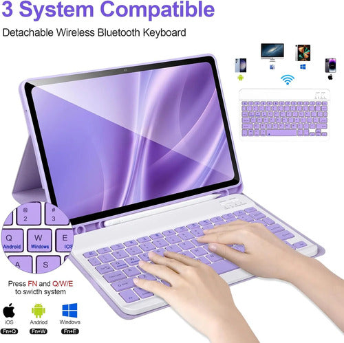 Funda Con Teclado Para Samsung Galaxy Tab A11+/a9+ 11' Violeta