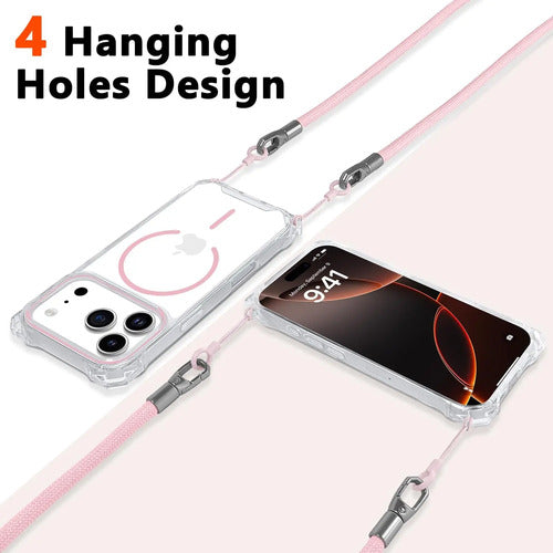Funda Para iPhone 17 Pro Con Correa Ajustable Rosa