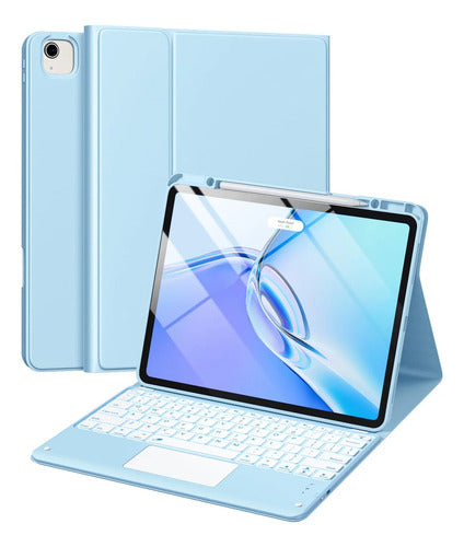 Funda Con Teclado Harvopu Para iPad Air & Pro Celeste