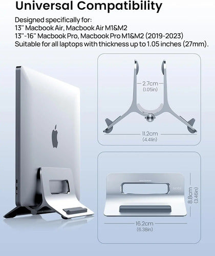 Soporte Vertical Para Laptop Con Bloqueo Automático Plateado