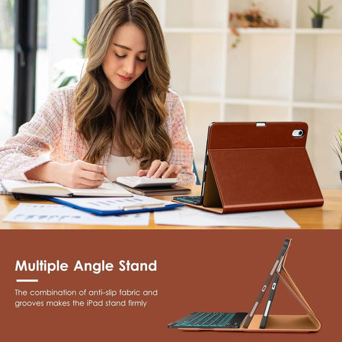 Funda Con Teclado Para iPad Air 11-inch Y Air 10.9 Inch Marrón Oscuro