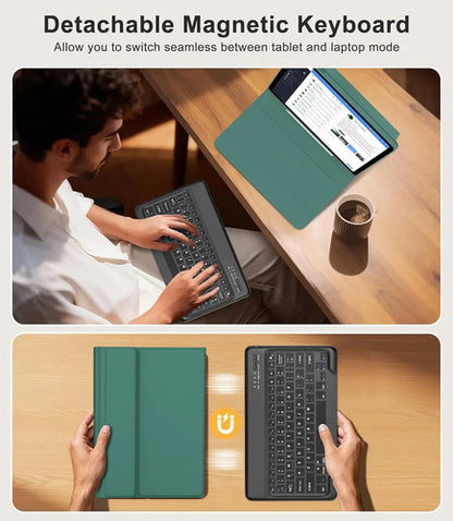 Funda Con Teclado Para Samsung Galaxy Tab S10 Fe+ Plus Verde