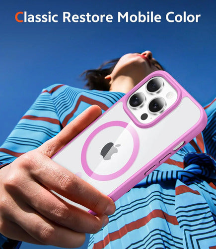 Funda Para iPhone 14 Pro Transparente Anti-amarilleo Rosa