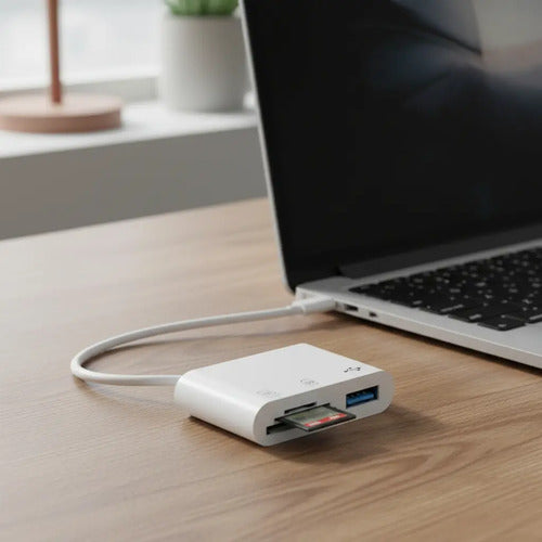 Lector De Tarjetas Sd A Usb C, 3 En 1 Blanco