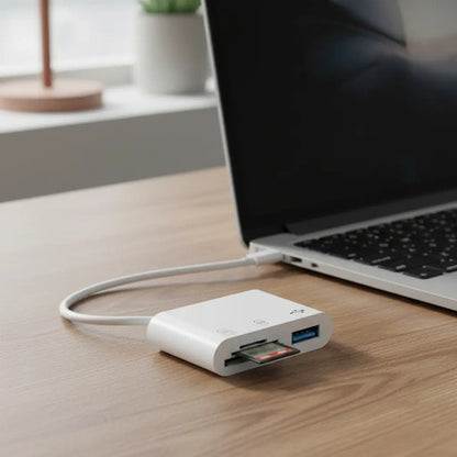 Lector De Tarjetas Sd A Usb C, 3 En 1 Blanco
