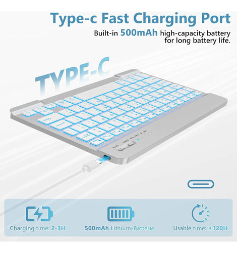 Funda Con Teclado Para iPad A16 11th 10th Gen Plateado