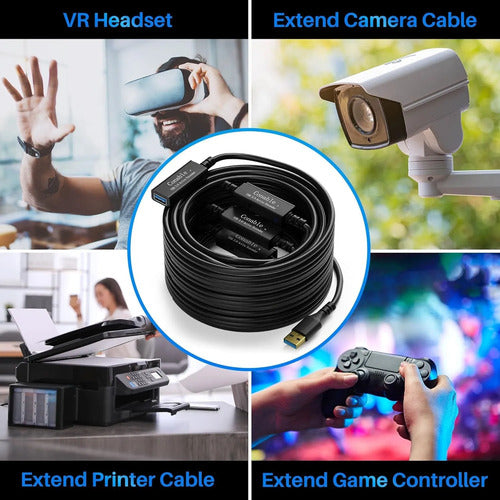 Cable Extensor Usb 3.0 Activo 100 Pies Negro