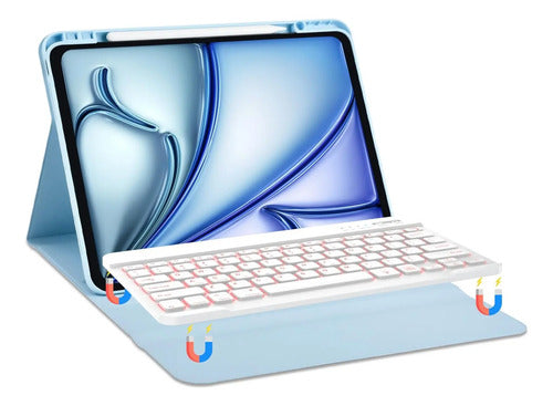 Funda Con Teclado Para iPad Pro 13'' (m4) 2024 Luz Azul