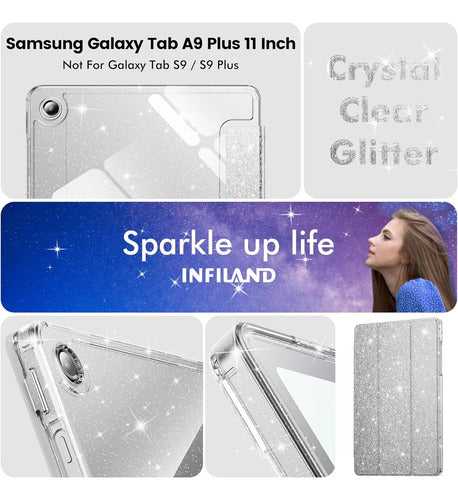 Funda Brillante Para Samsung Galaxy Tab A11 Plus/a9 Plus Plateado