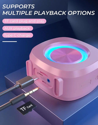 Parlante Bluetooth Portátil Peicheng, Impermeable Rosa Chicle