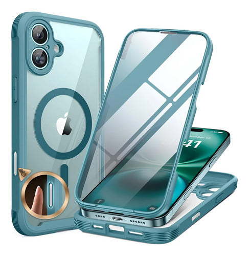 Miracase Funda Magnética iPhone 16 Plus 6.7  Con Protecto... Verde Oscuro