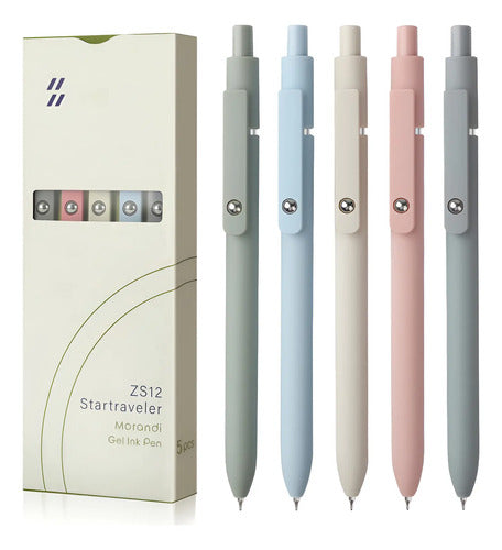 Set De 5 Bolígrafos De Gel De Tinta Negra. Color Del Exterior Negro