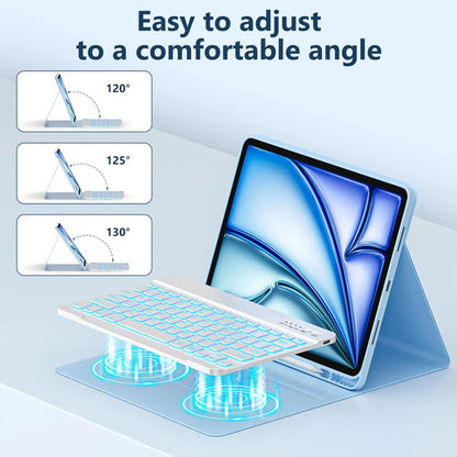 Funda Con Teclado Retroiluminado Para iPad Air Y Pro Azul Claro