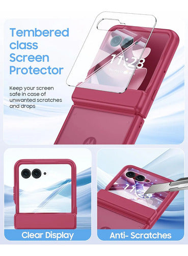 Funda Motorola Razr Ultra 2025, Protector Pantalla Rosa