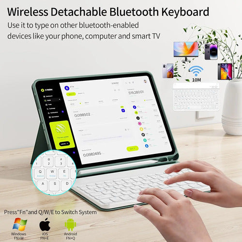 Funda Con  Teclado Para iPad Pro 11'' Gen Verde Oscuro