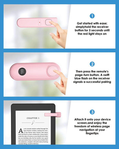 Girador De Páginas Con Control Remoto Para Kindle Paperwhite Rosa