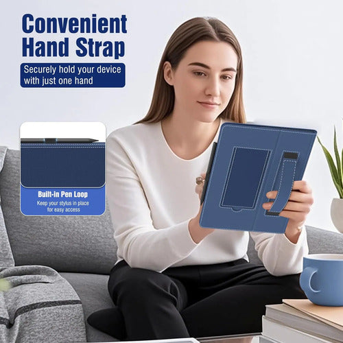 Funda Universal Timovo Para Tablet 10.1 Con Soporte Y Correa Azul Marino