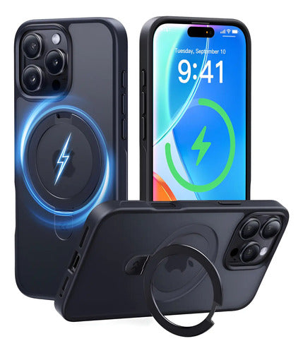 Funda Para iPhone 16 Pro Max Con Soporte Magnética. Negro