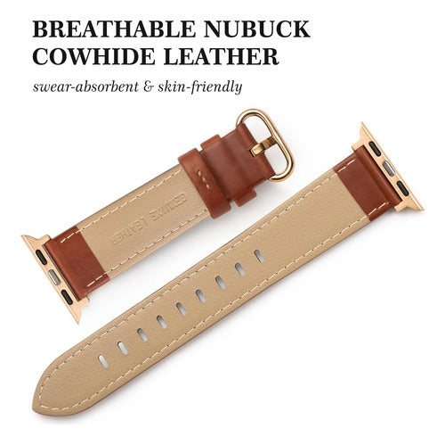 Correa De Cuero Elegante Para Apple Watch Marrón 3.8 Cm