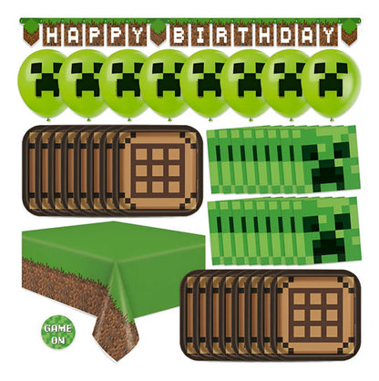 Kit Decoración Cumpleaños Minecraft Para 16 Personas