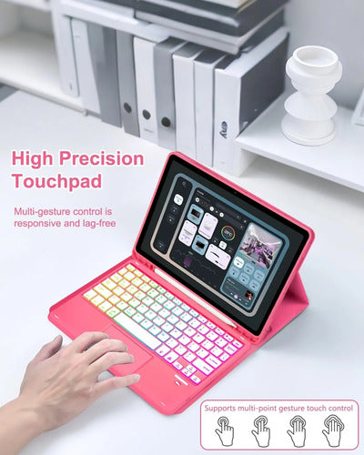 Funda Con Teclado Para Samsung Galaxy Tab S10 Lite/s10 Fe/s9 Rojo
