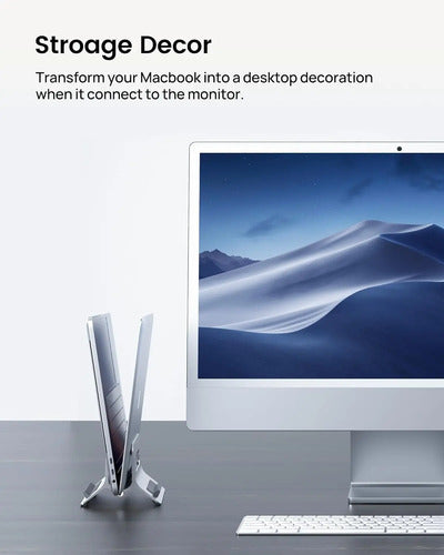 Soporte Vertical Para Laptop Con Bloqueo Automático Plateado