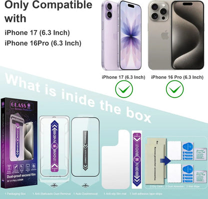 Protector De Pantalla Vidrio Templado Para iPhone 17&16 Pro